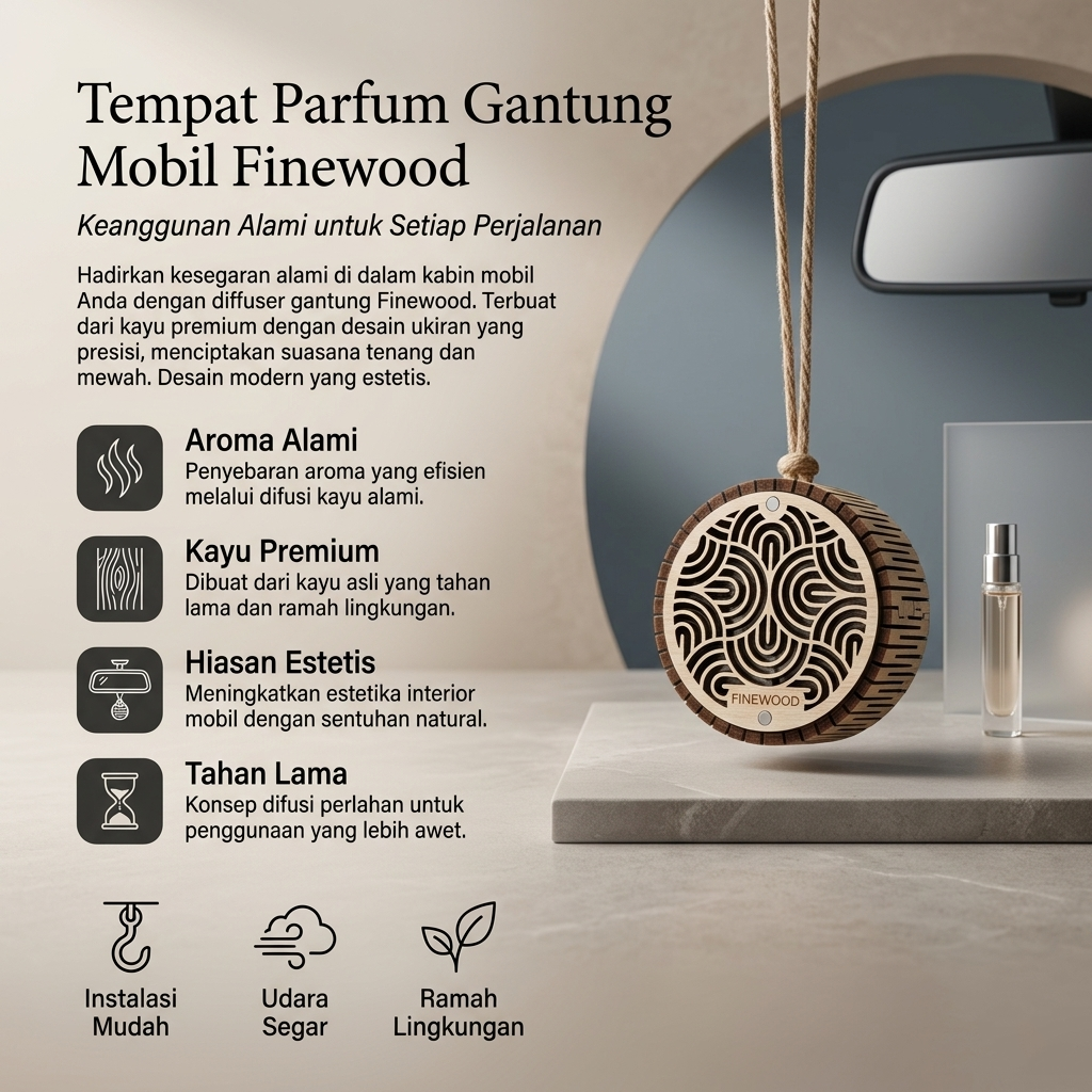 Finewood - Tempat Aromaterapi Mobil | Zenwood Series – Tempat Parfum Gantung Tahan Lama Natural