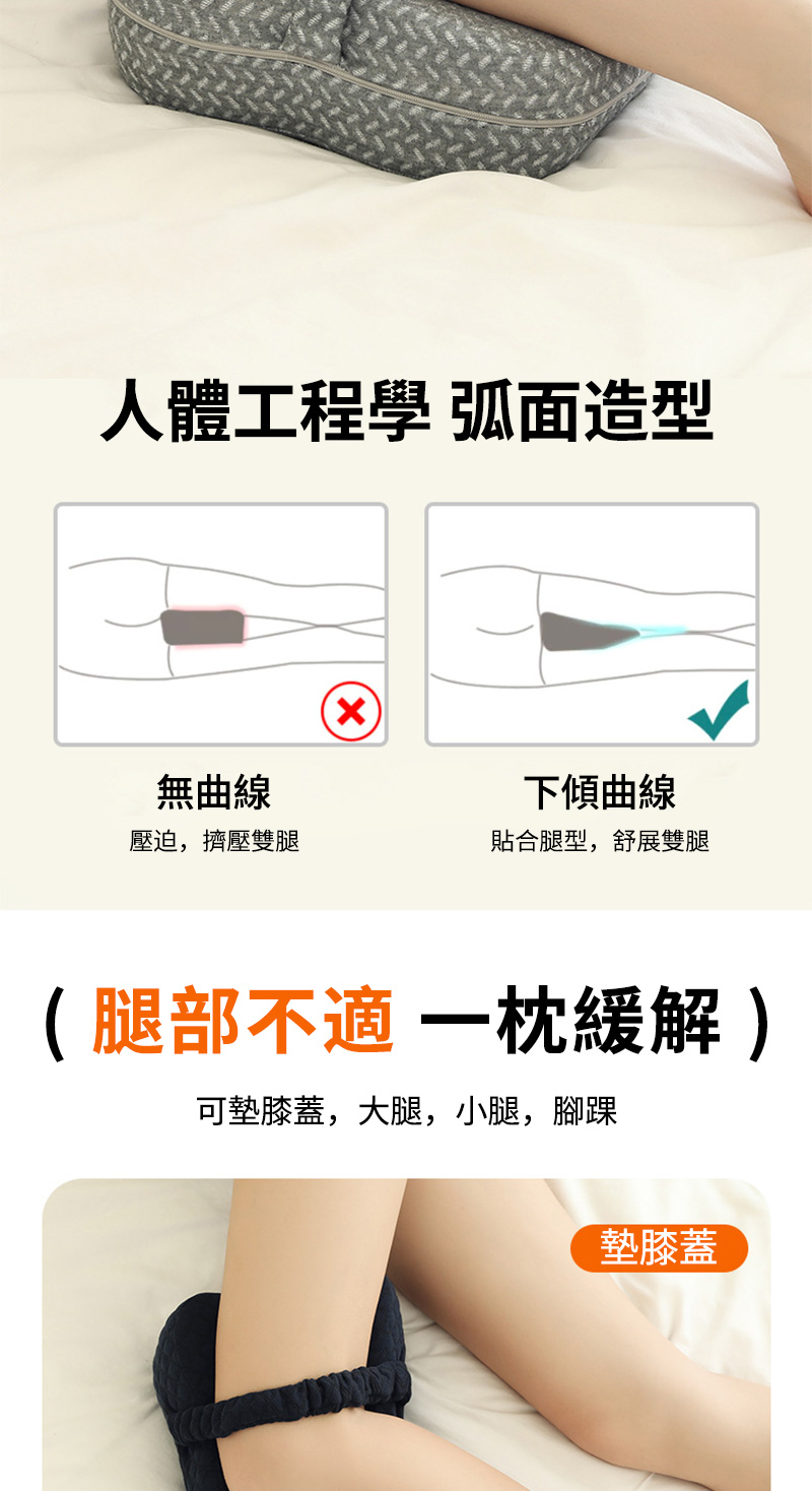 人體工程學 弧面造型無曲線下傾曲線壓迫,擠壓雙腿貼合腿型,舒展雙腿(腿部不適枕緩解)可膝蓋,大腿,小腿,腳踝墊膝蓋