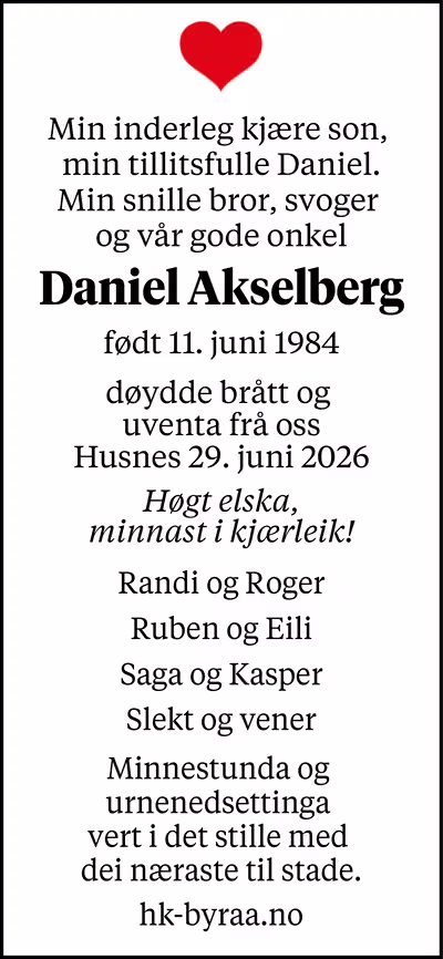 Annonse for Daniel Akselberg