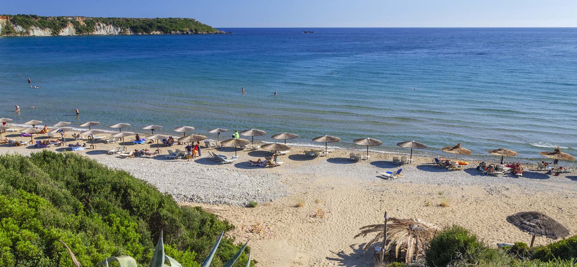 Beach in Zakynthos island with golden sand