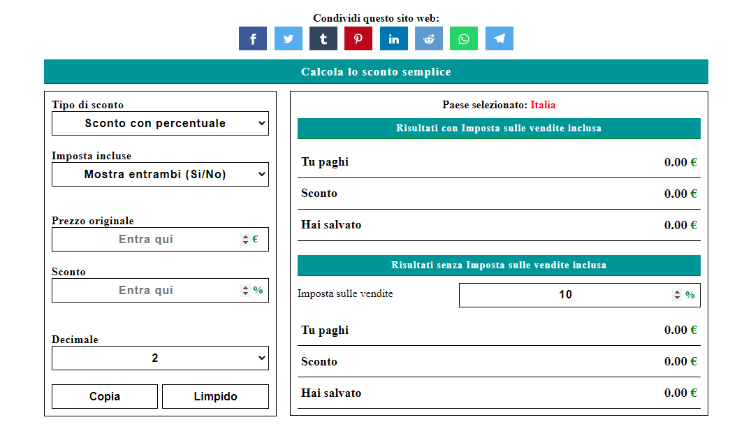 Calcolo Sconto Percentuale