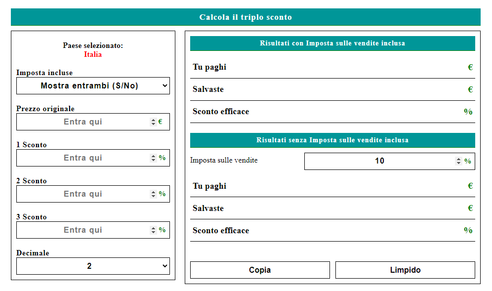 Calcolo Sconto Percentuale