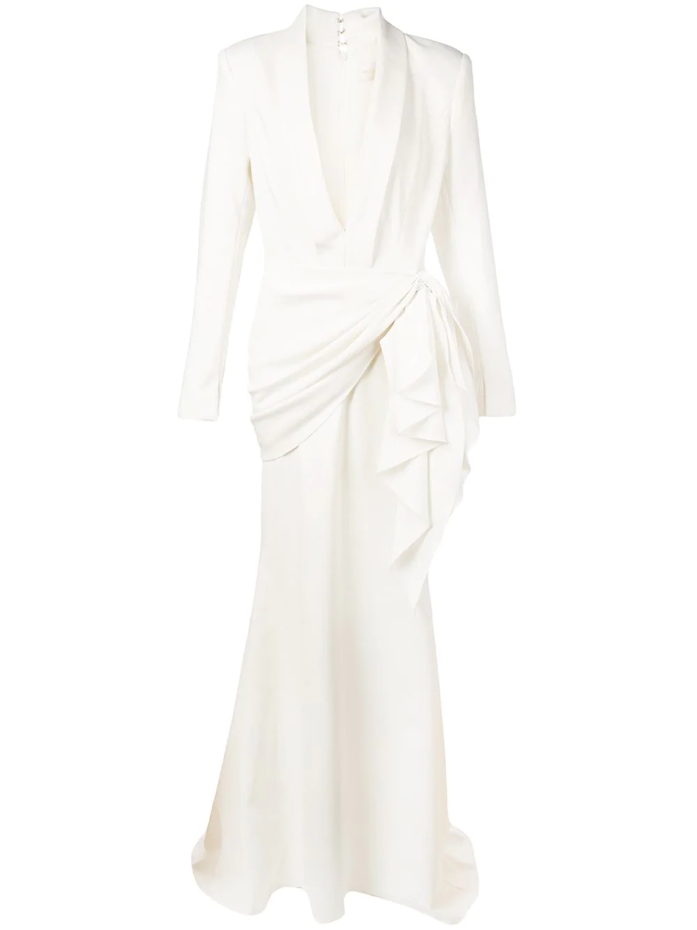 Christian Siriano deep V-neck gown - White