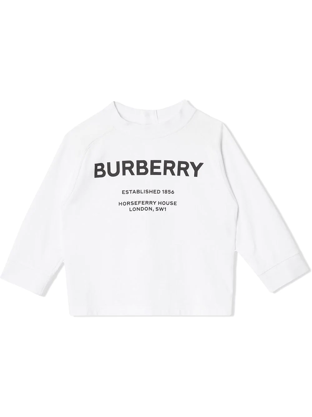 Burberry Kids Long-sleeve Horseferry Print Cotton Top - White