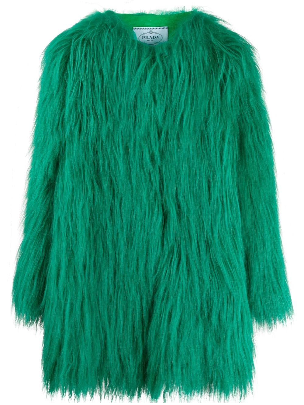 Prada textured fur coat - Green