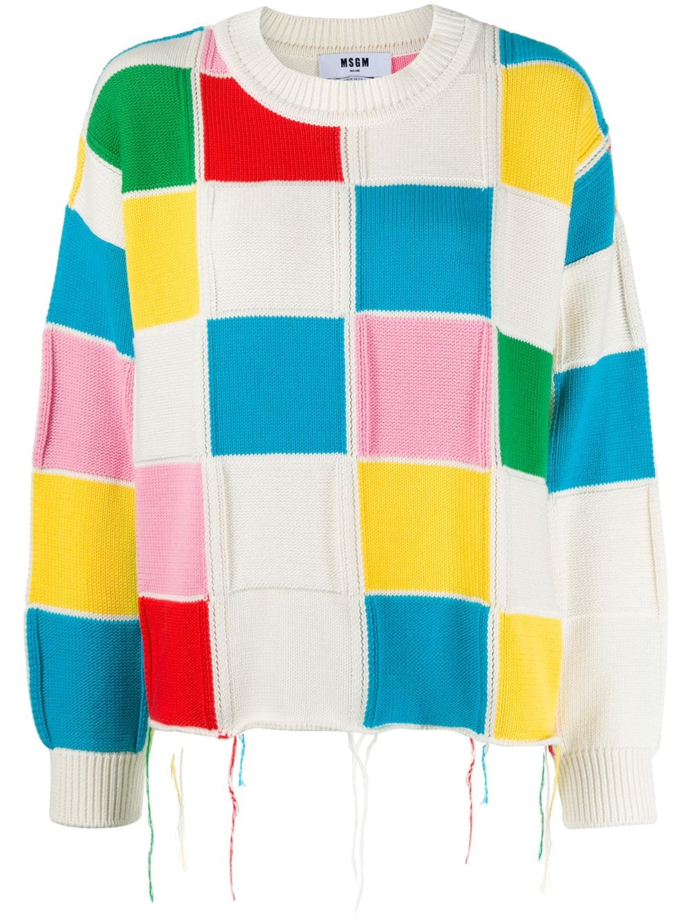 MSGM colour-block knit jumper - White