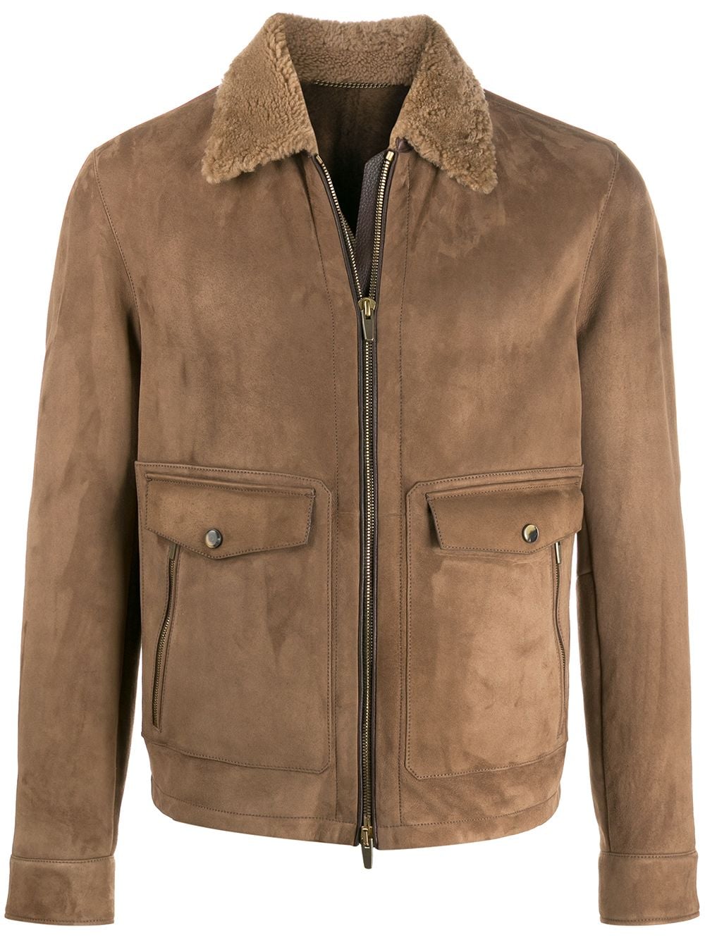 Ajmone short leather jacket - Brown