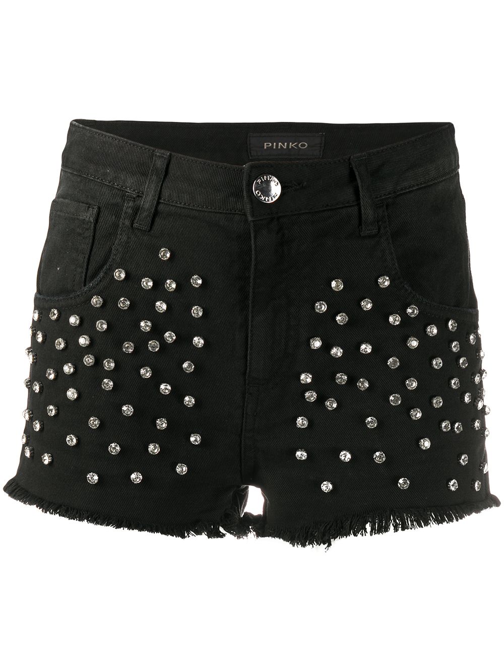 Pinko crystal embellished denim shorts - Black