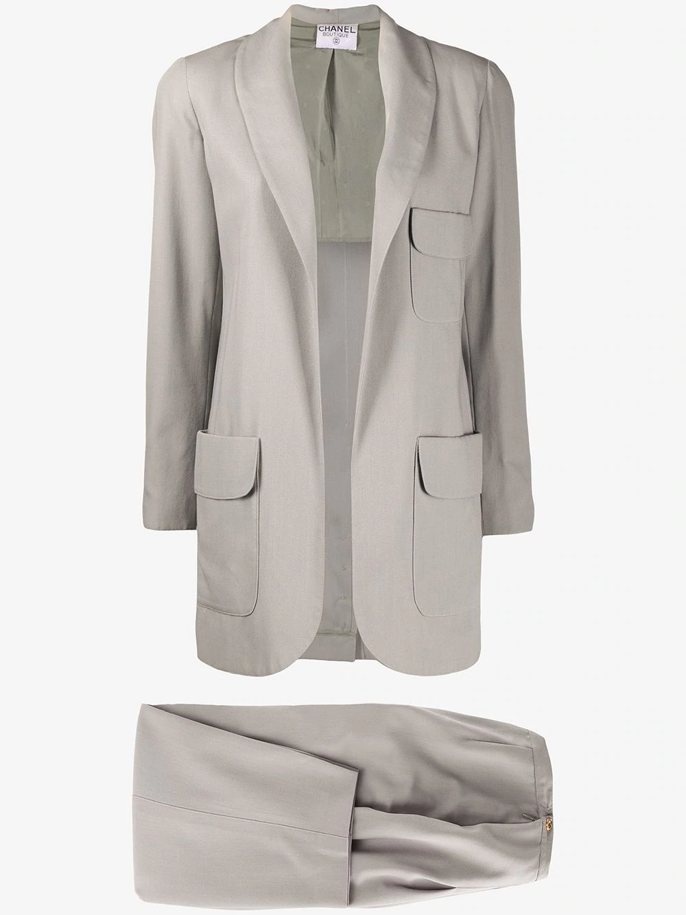 Chanel Pre-Owned 1990s two-piece silk dinner suit - Grey