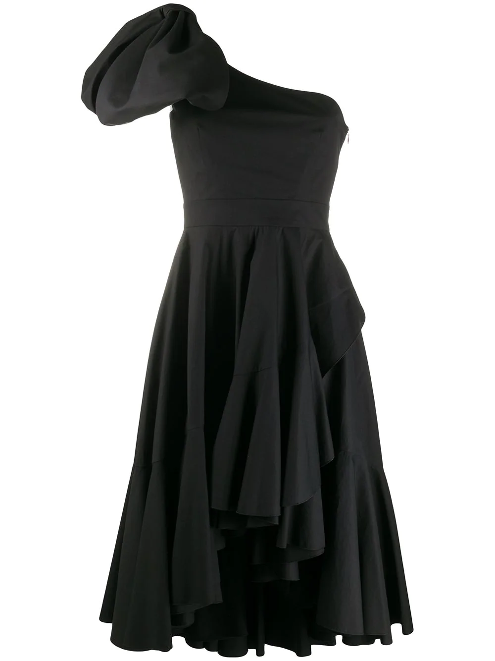 Françoise asymmetric flared midi dress - Black