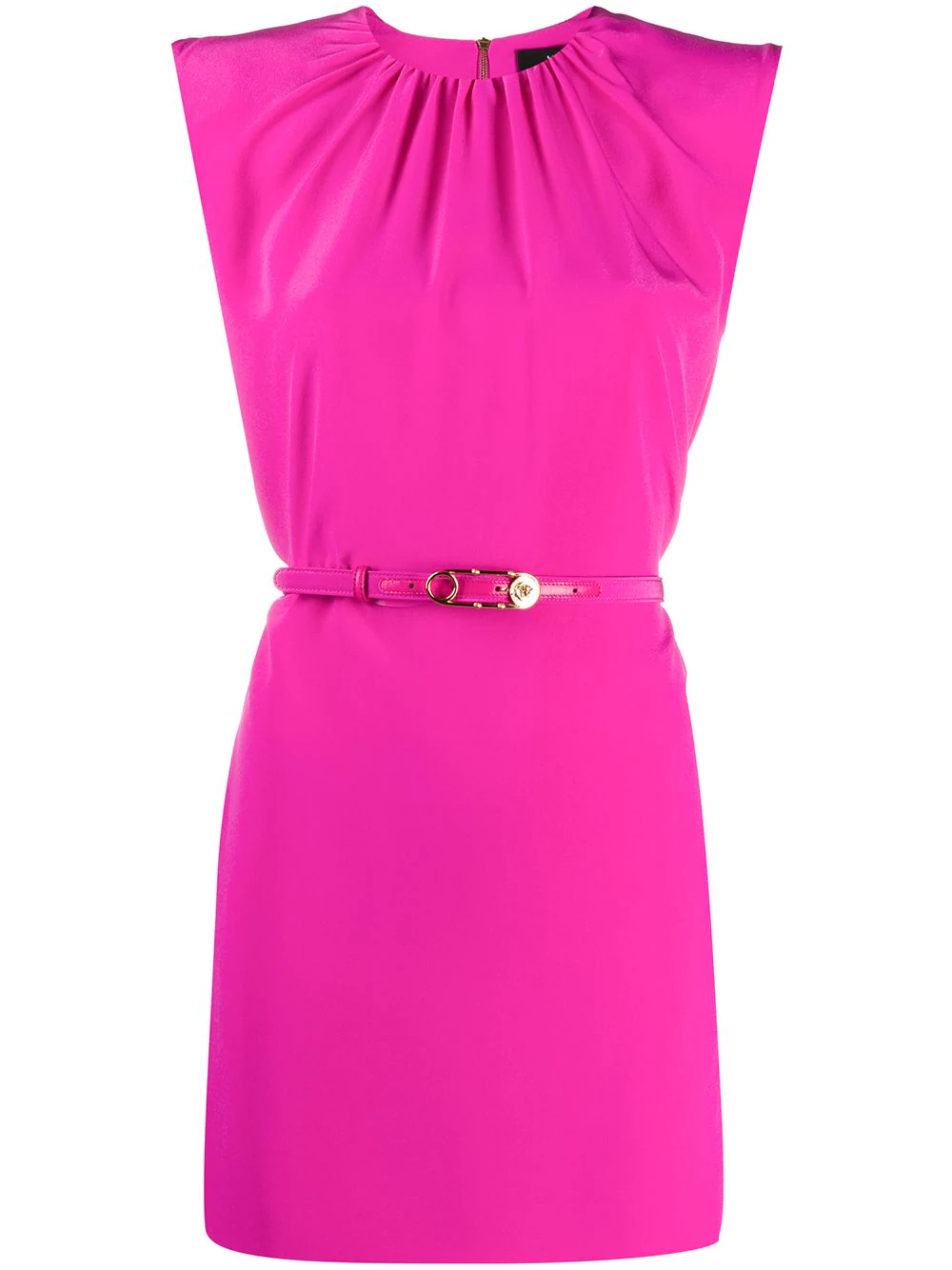 Versace padded shoulder belted mini dress - PINK