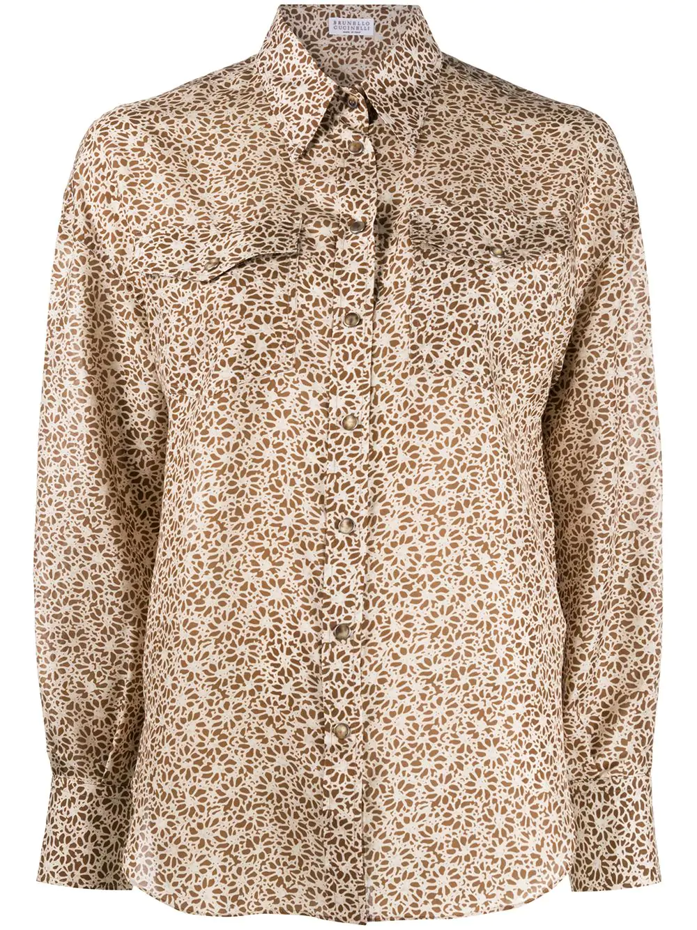 Brunello Cucinelli floral print shirt - Neutrals