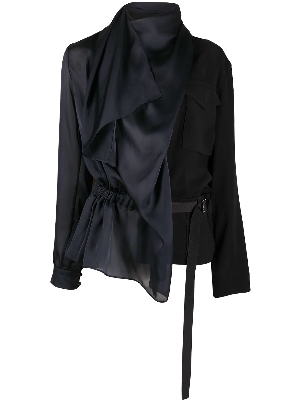 Sacai panelled drape shirt - Black