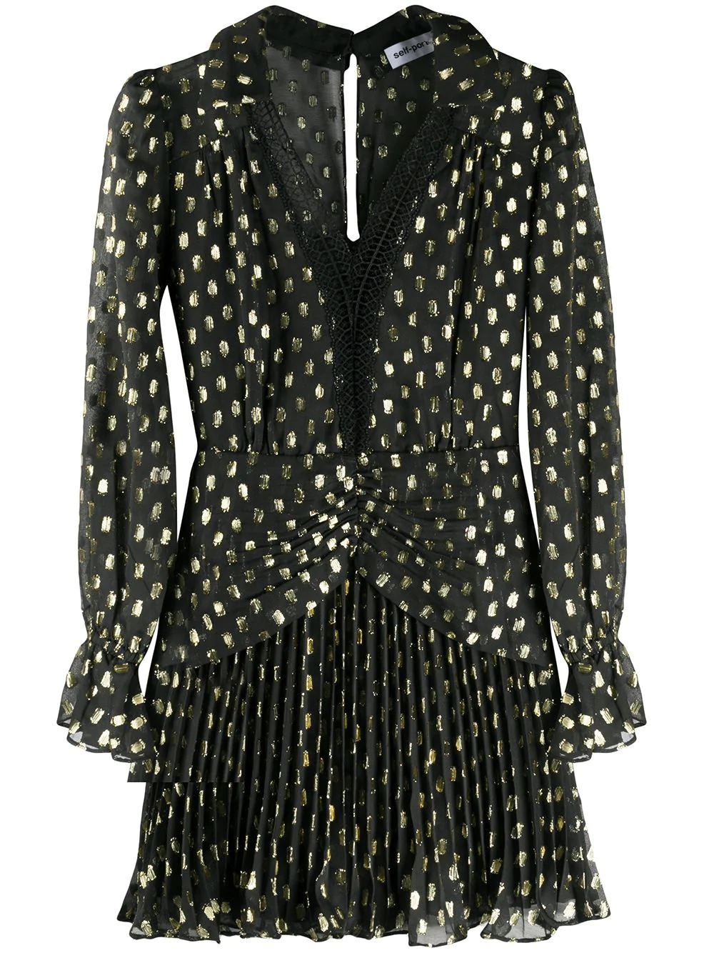 Self-Portrait fil-coupé polka dot mini dress - Black