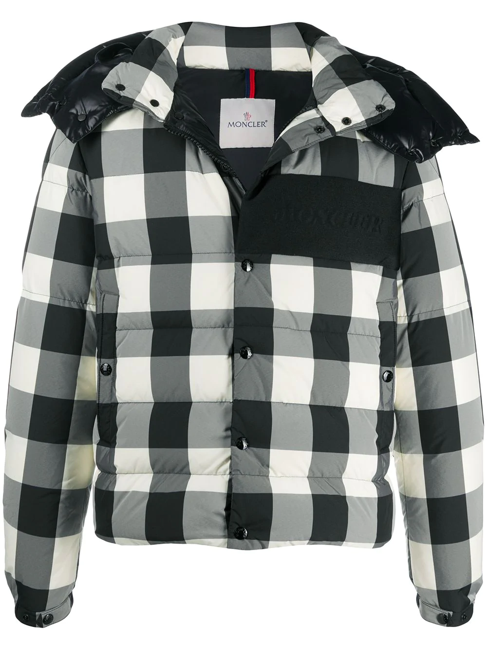 MONCLER gingham print puffer jacket - Black