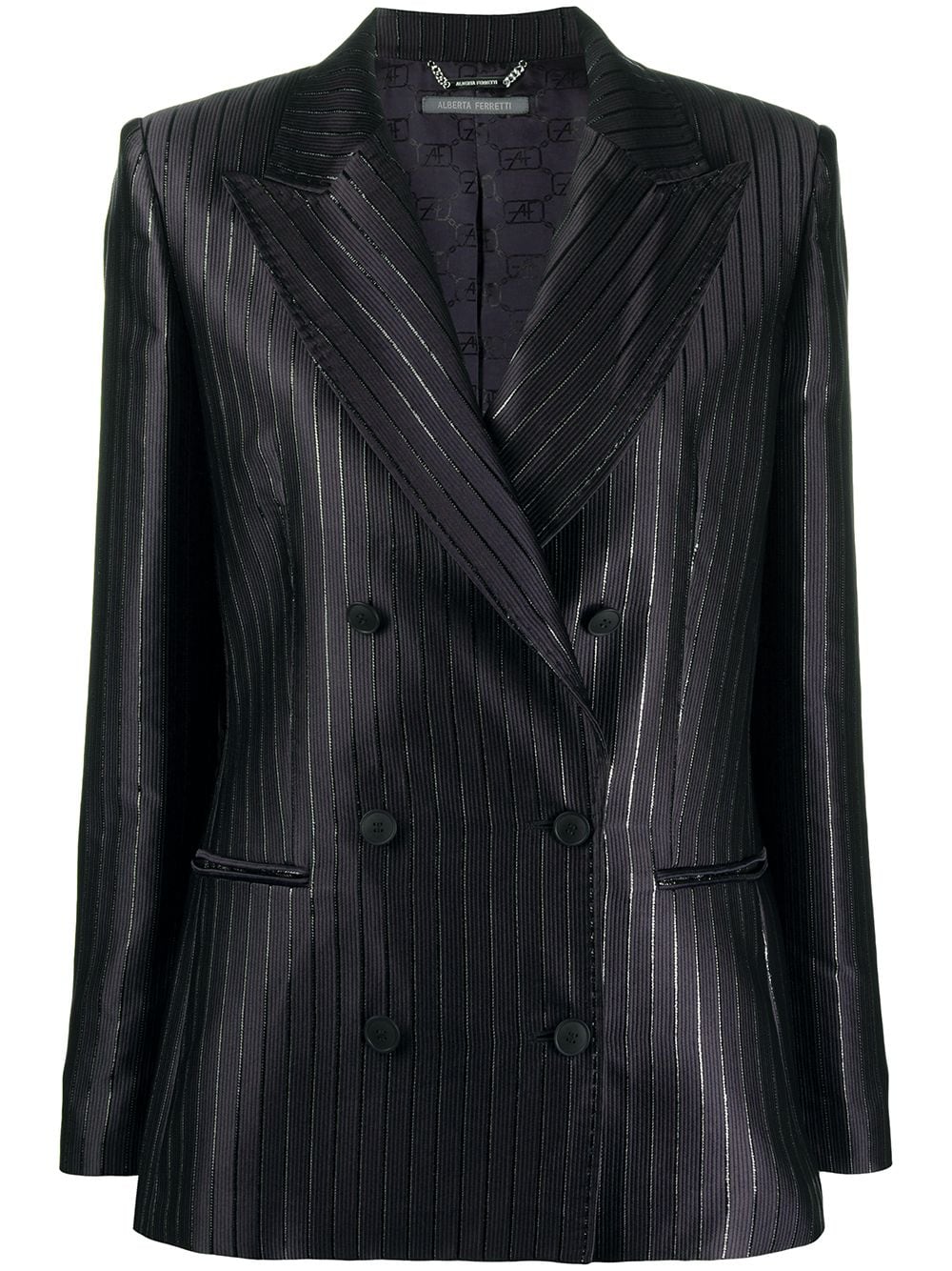 Alberta Ferretti double-breasted pinstripe blazer - Black