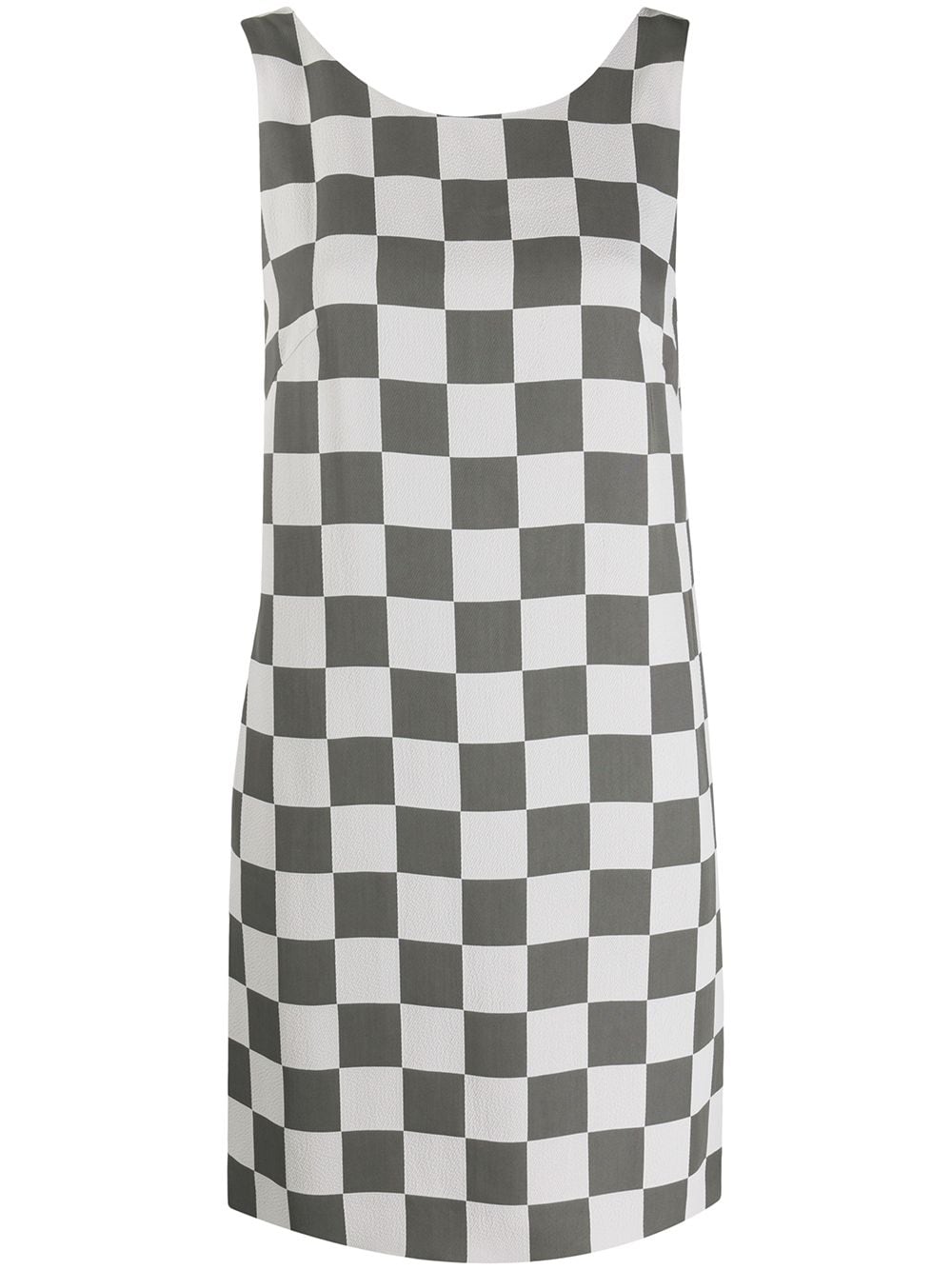 Emporio Armani checkerboard print sleeveless shift dress - White