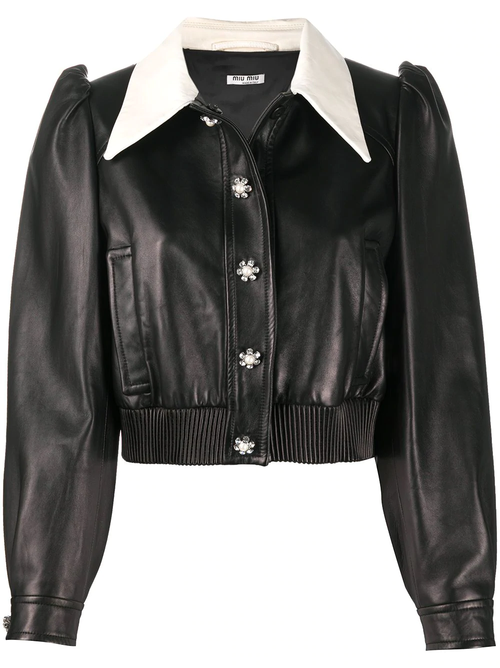 Miu Miu balloon-sleeves cropped jacket - Black