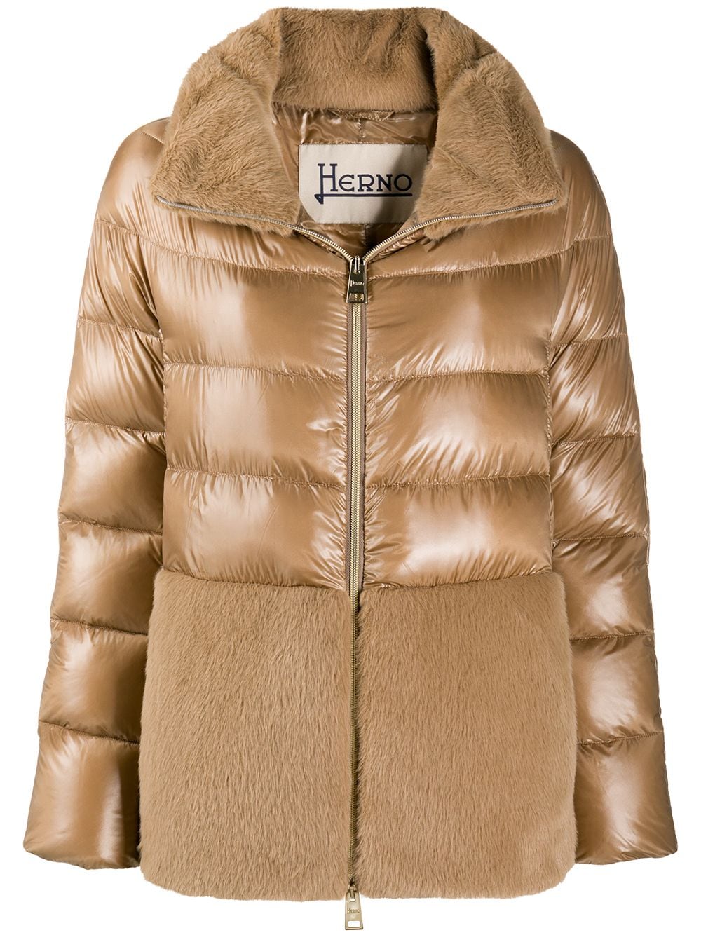 Herno panelled high-neck puffer jacket - Neutrals