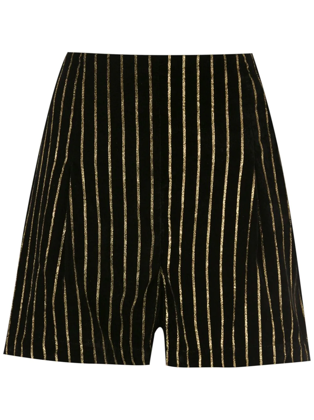 Eva velvet gold striped shorts - Black