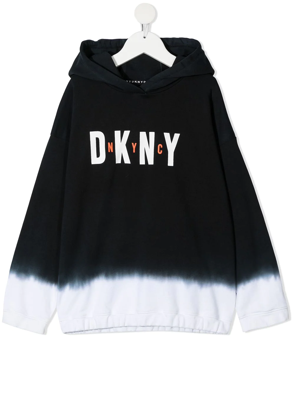 Dkny Kids logo-printed dip-dye hoodie - Black