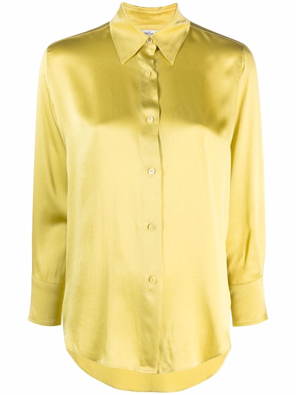 Saint Laurent Pre-Owned 2000s cropped sleeves silk shirt - Yellow