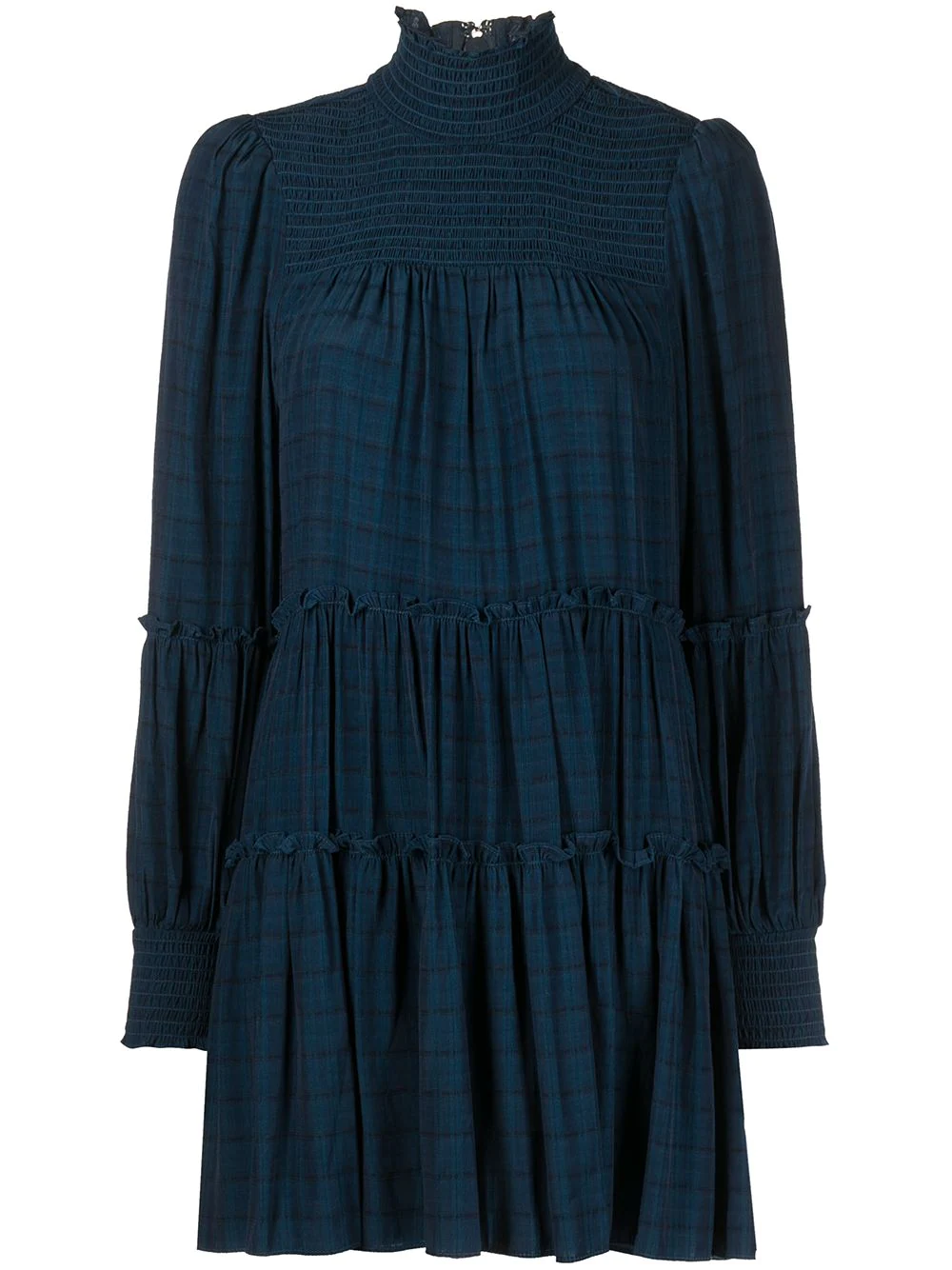 Cinq A Sept ruffle-detail long-sleeve dress - Blue