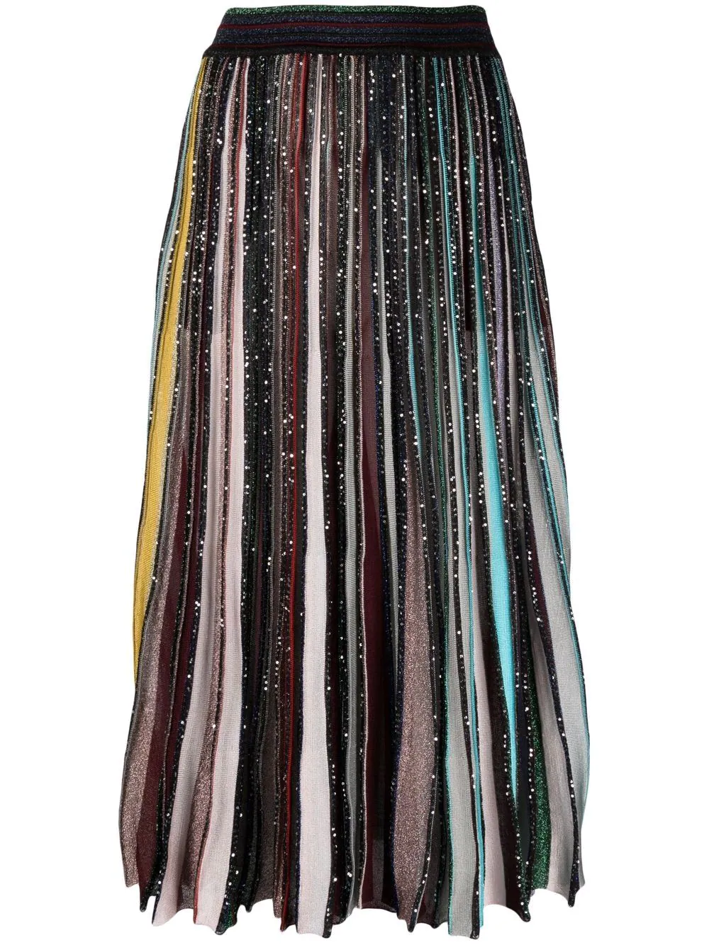 Missoni sequin-embellished pleated knitted skirt - Red