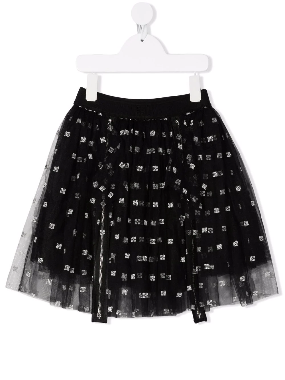 Givenchy Kids logo-embroidery tulle skirt - Black