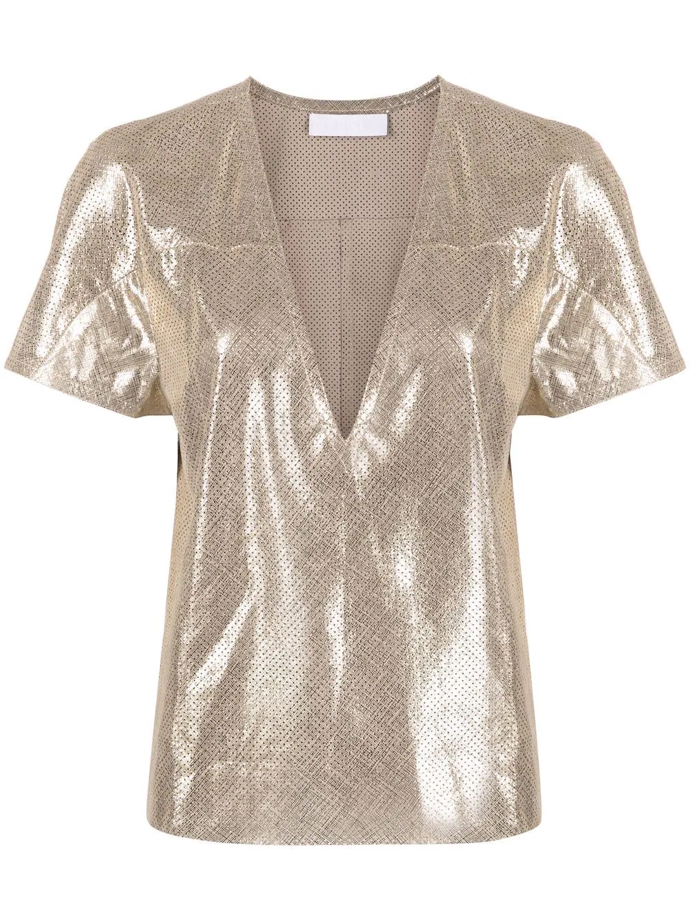 Drome metallic-finish V-neck top - Yellow