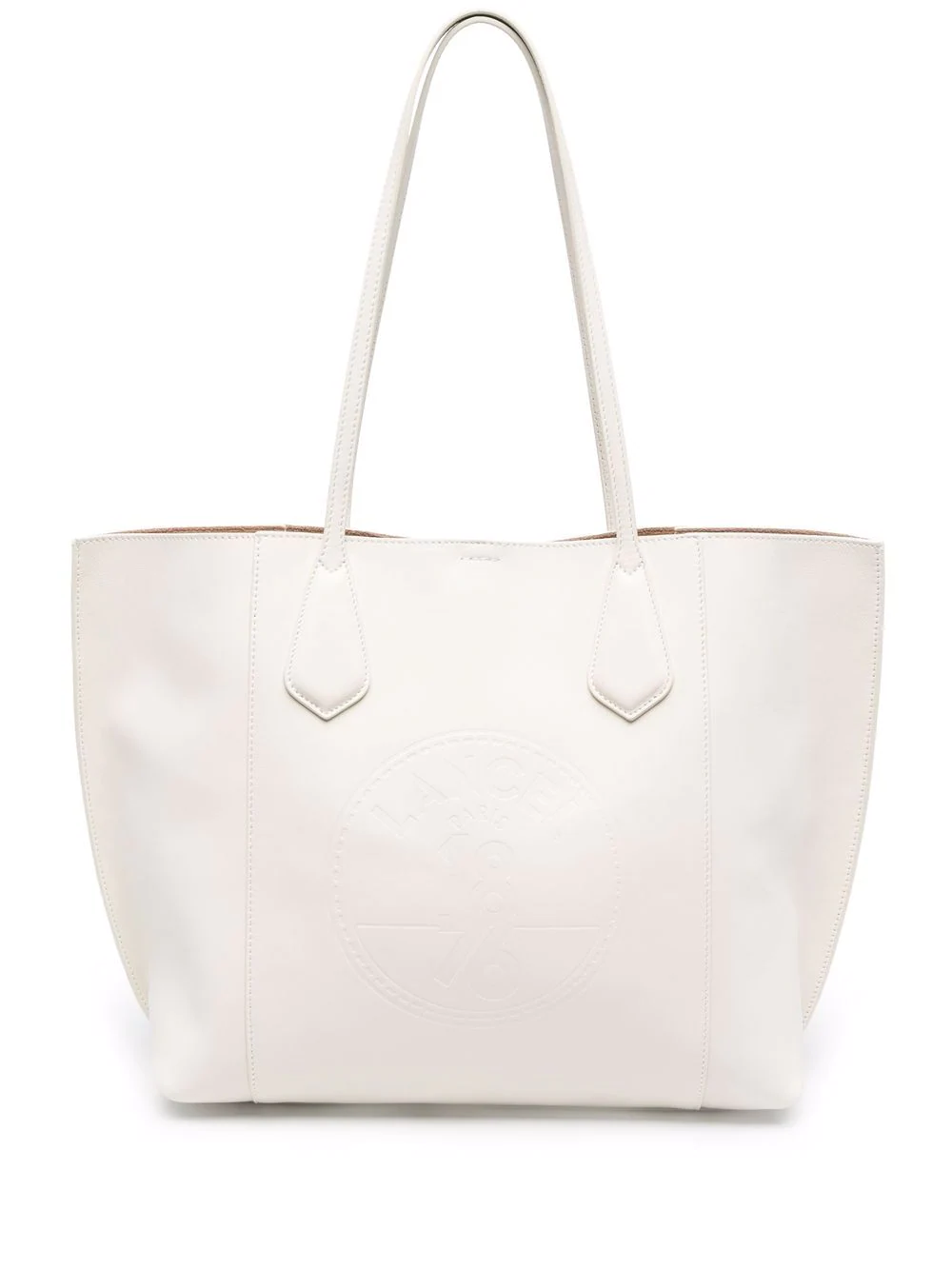 Lancel embossed logo leather tote bag - White