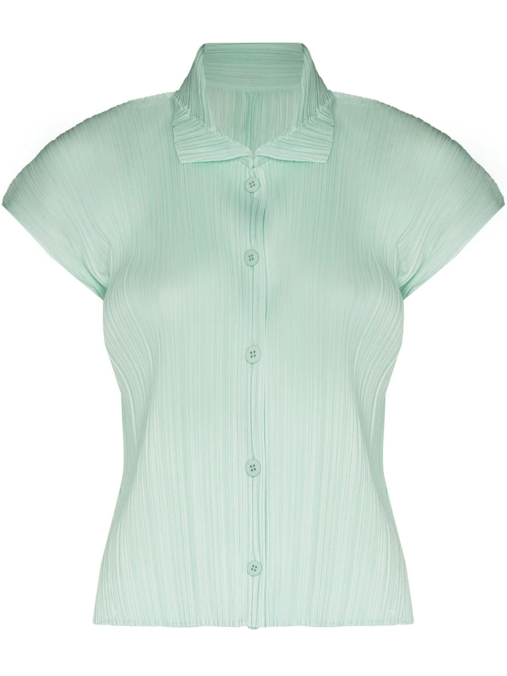 Pleats Please Issey Miyake May plissé-effect short-sleeve shirt - Green