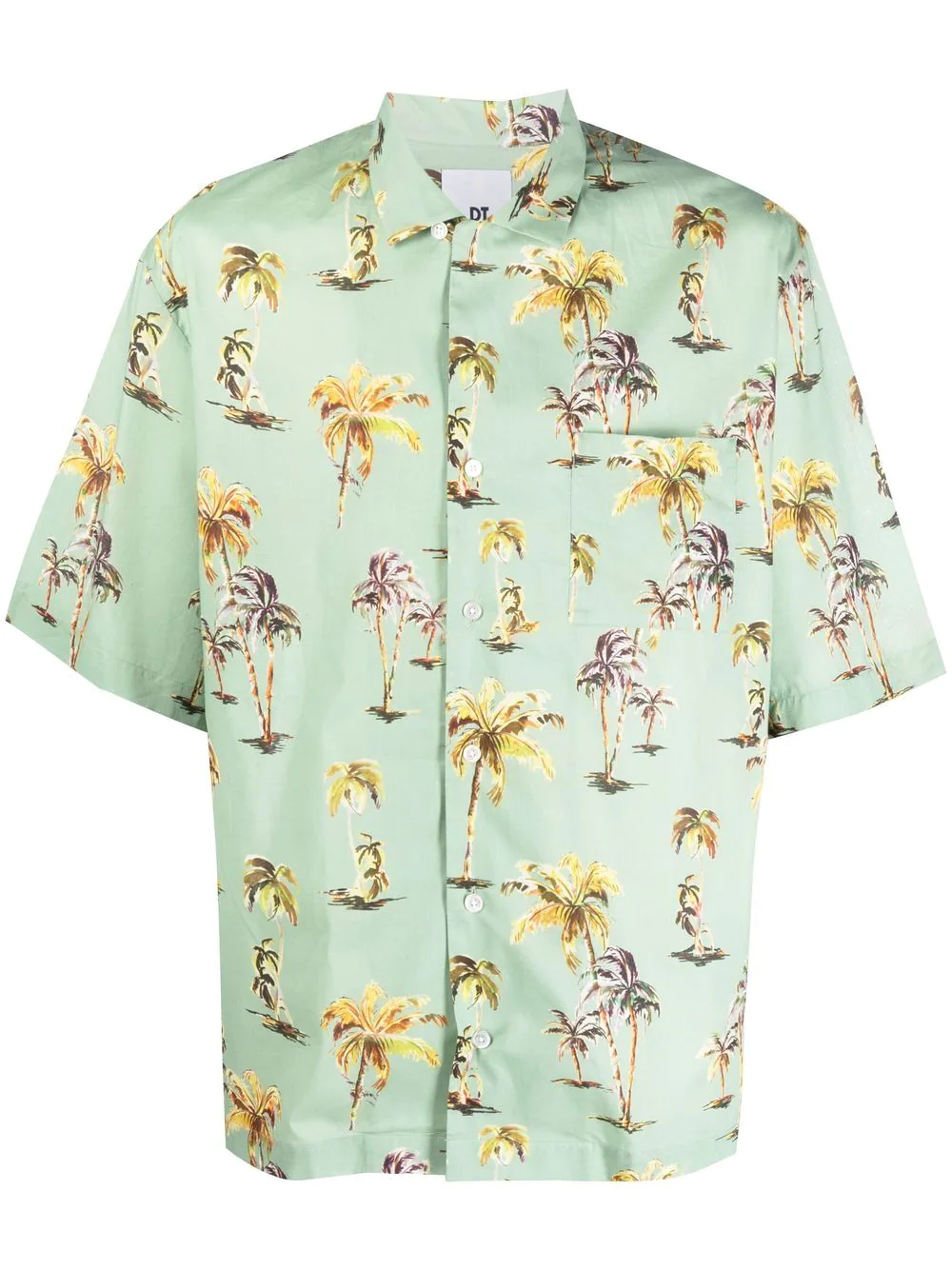 PT Torino palm tree-print cotton shirt - Green