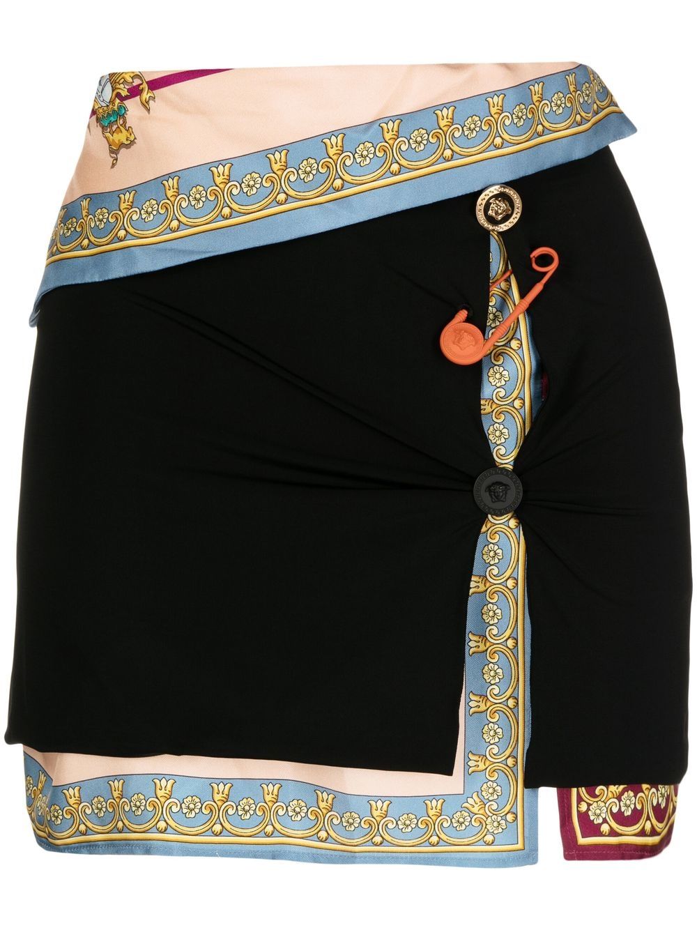 Versace safety-pin slash mini skirt - Black