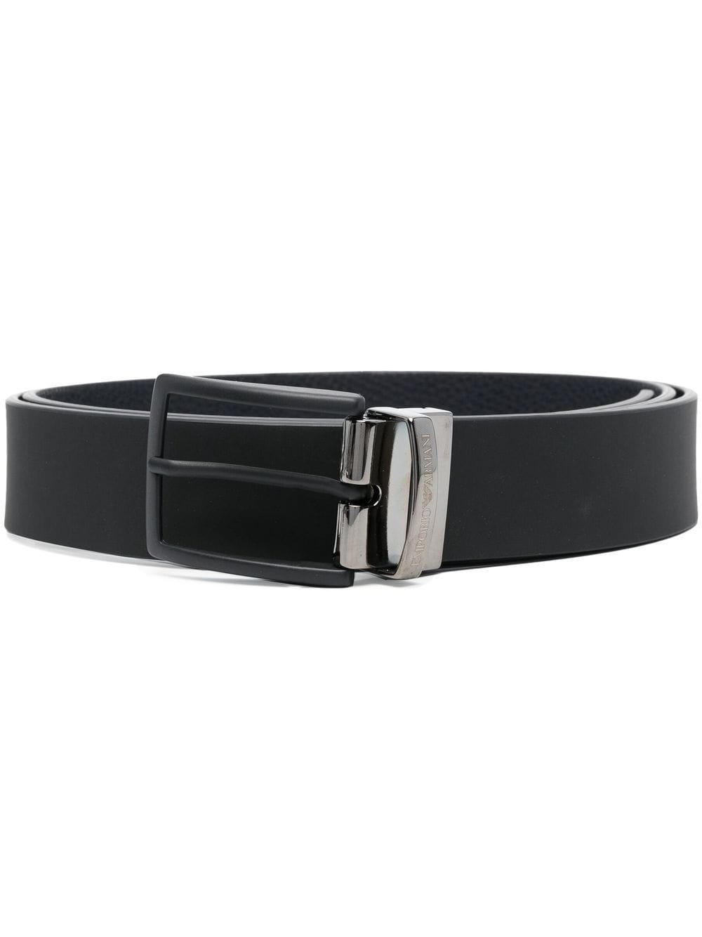 Emporio Armani monogram-pattern leather belt - Black