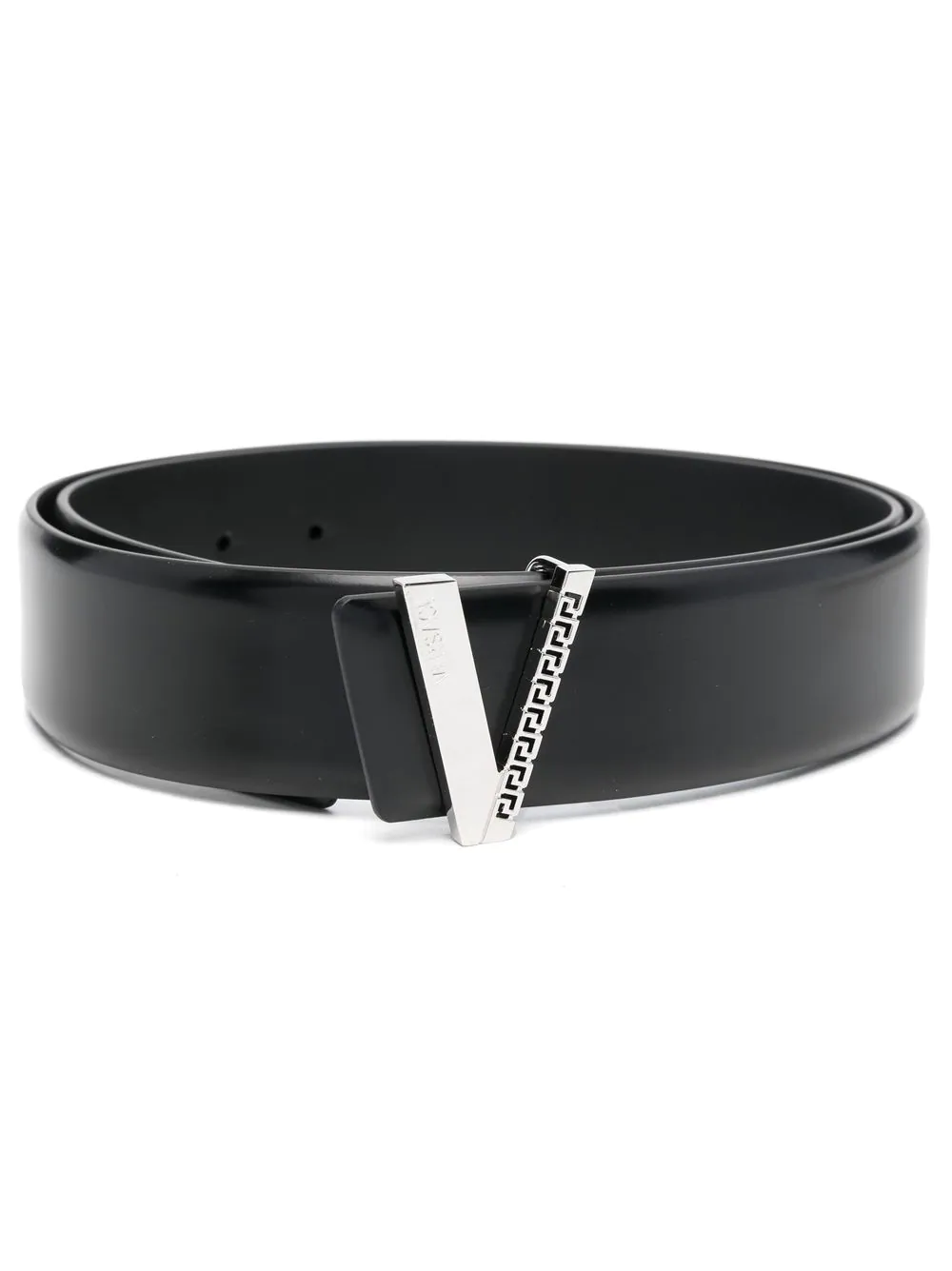 Versace logo-buckle leather belt - Black