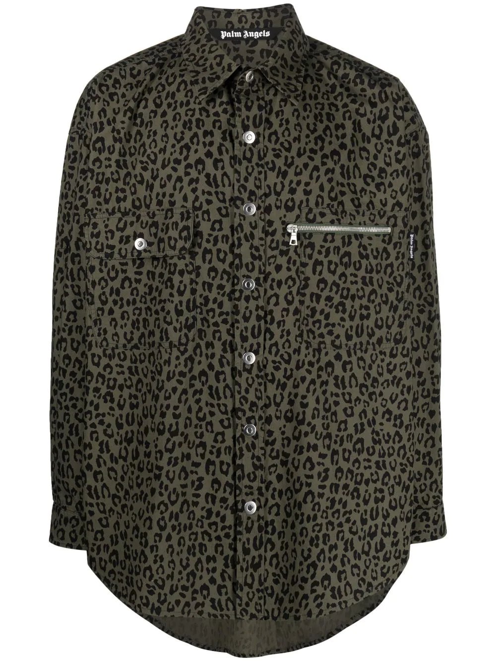 Palm Angels leopard-print cotton shirt - Green