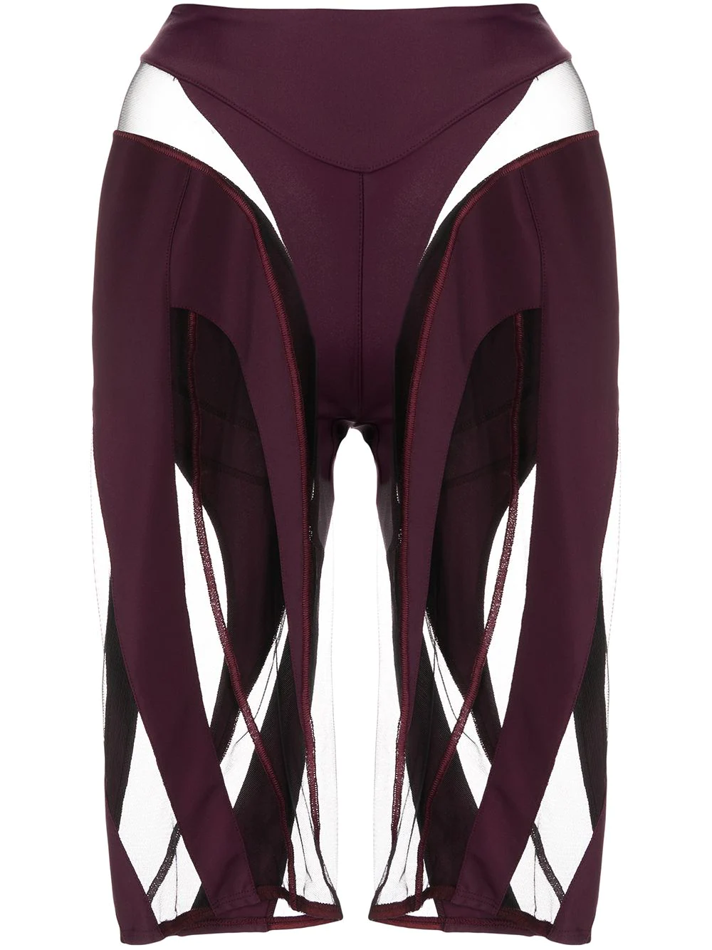 Mugler sheer panelled shorts - Purple