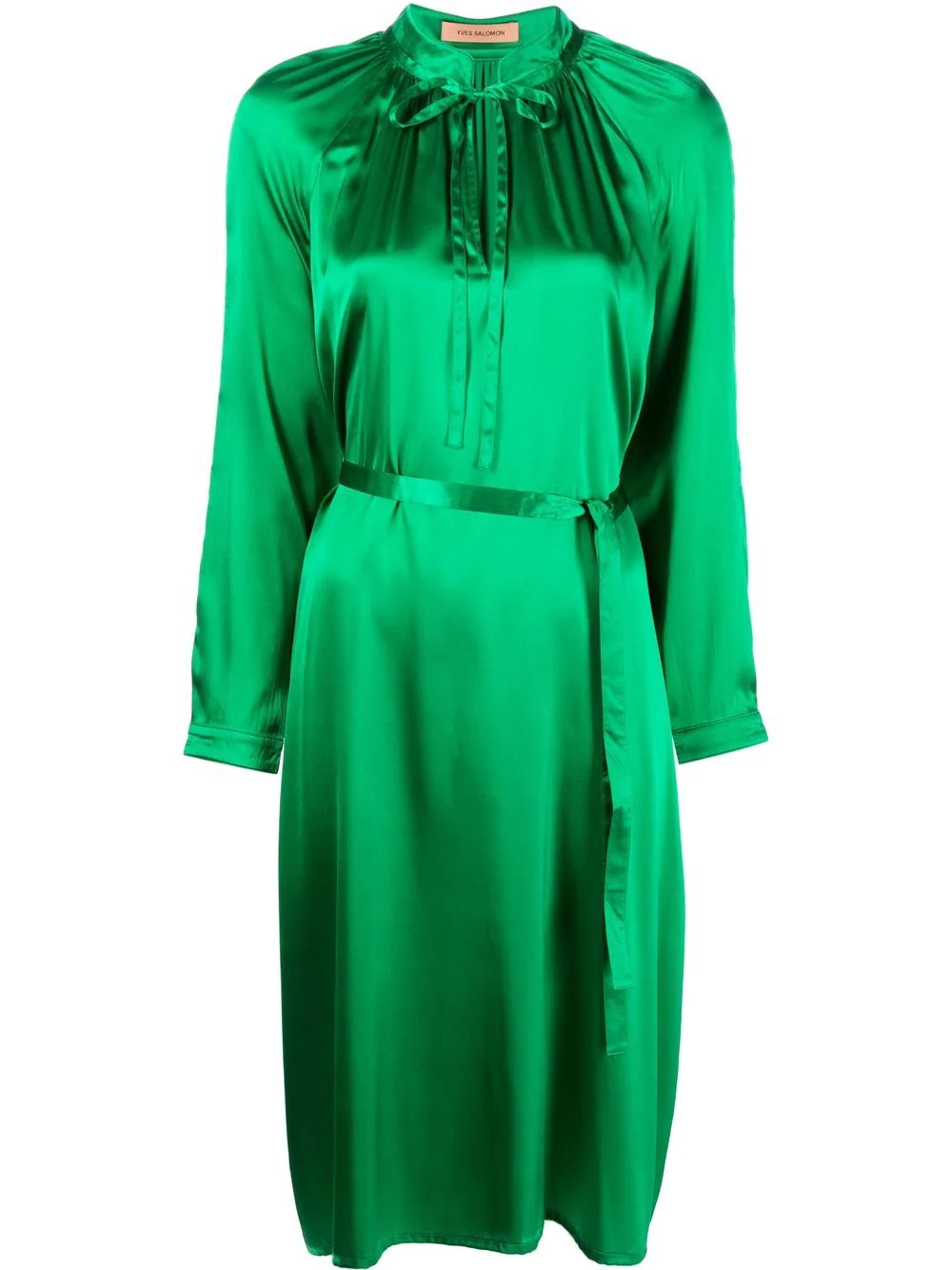 Yves Salomon long sleeve mid-length dress - Green