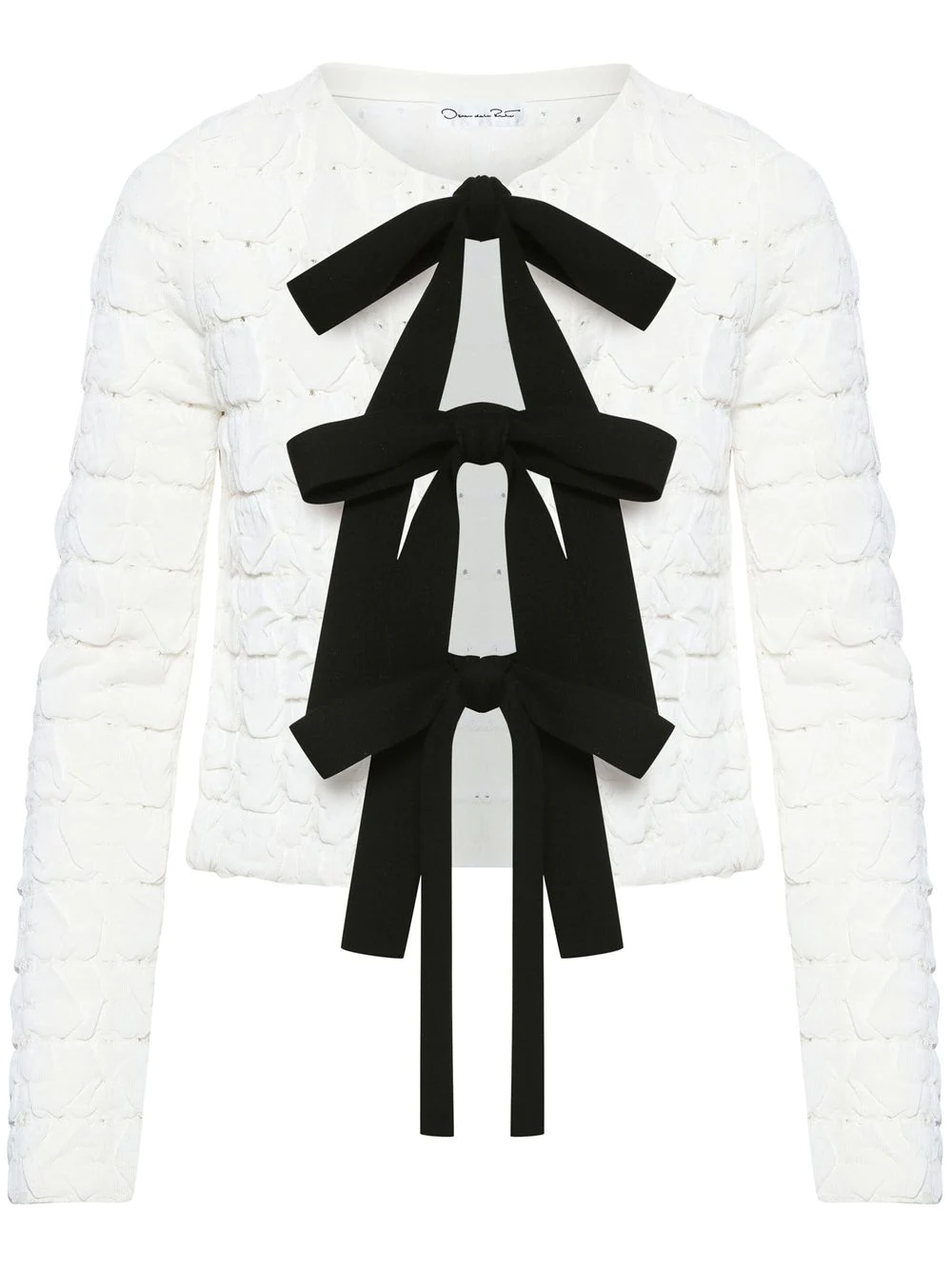 Oscar de la Renta bow-embellished fitted jacket - White