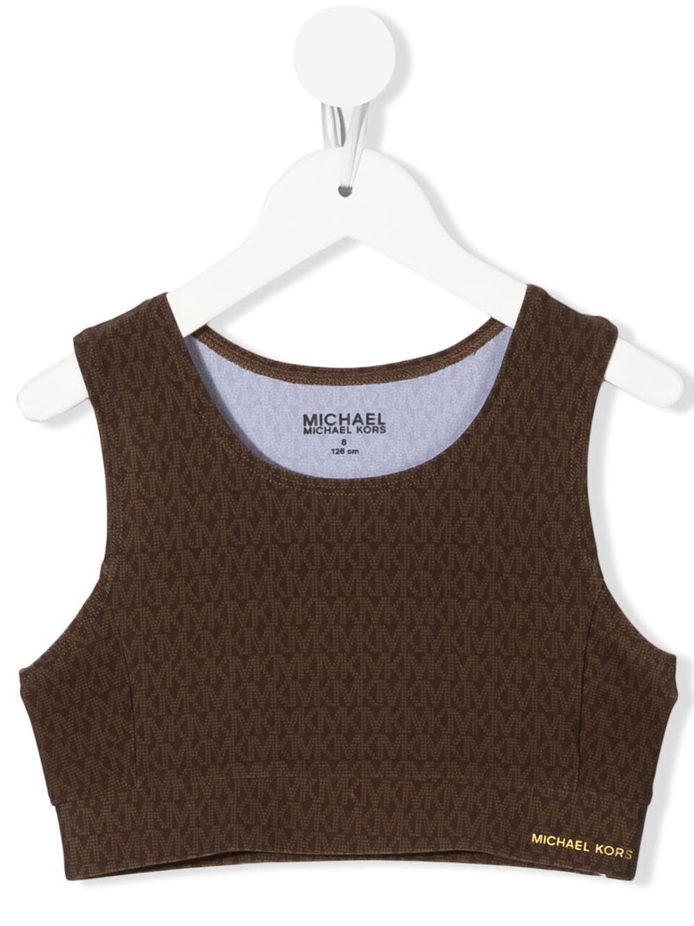 Michael Kors Kids monogram-print crop top - Brown