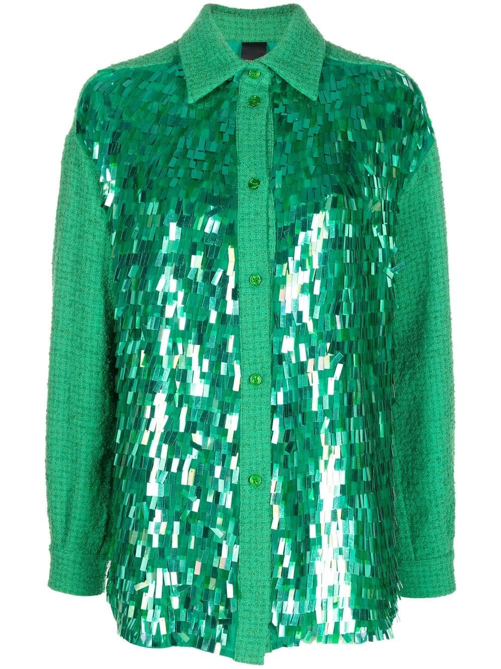 PINKO sequinned long-sleeve shirt - Green