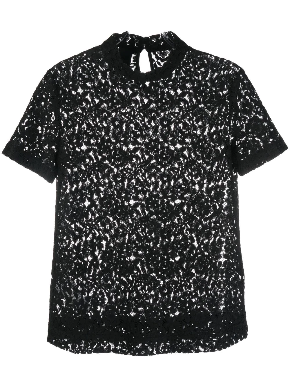 PINKO lace-overlay short-sleeve blouse - Black