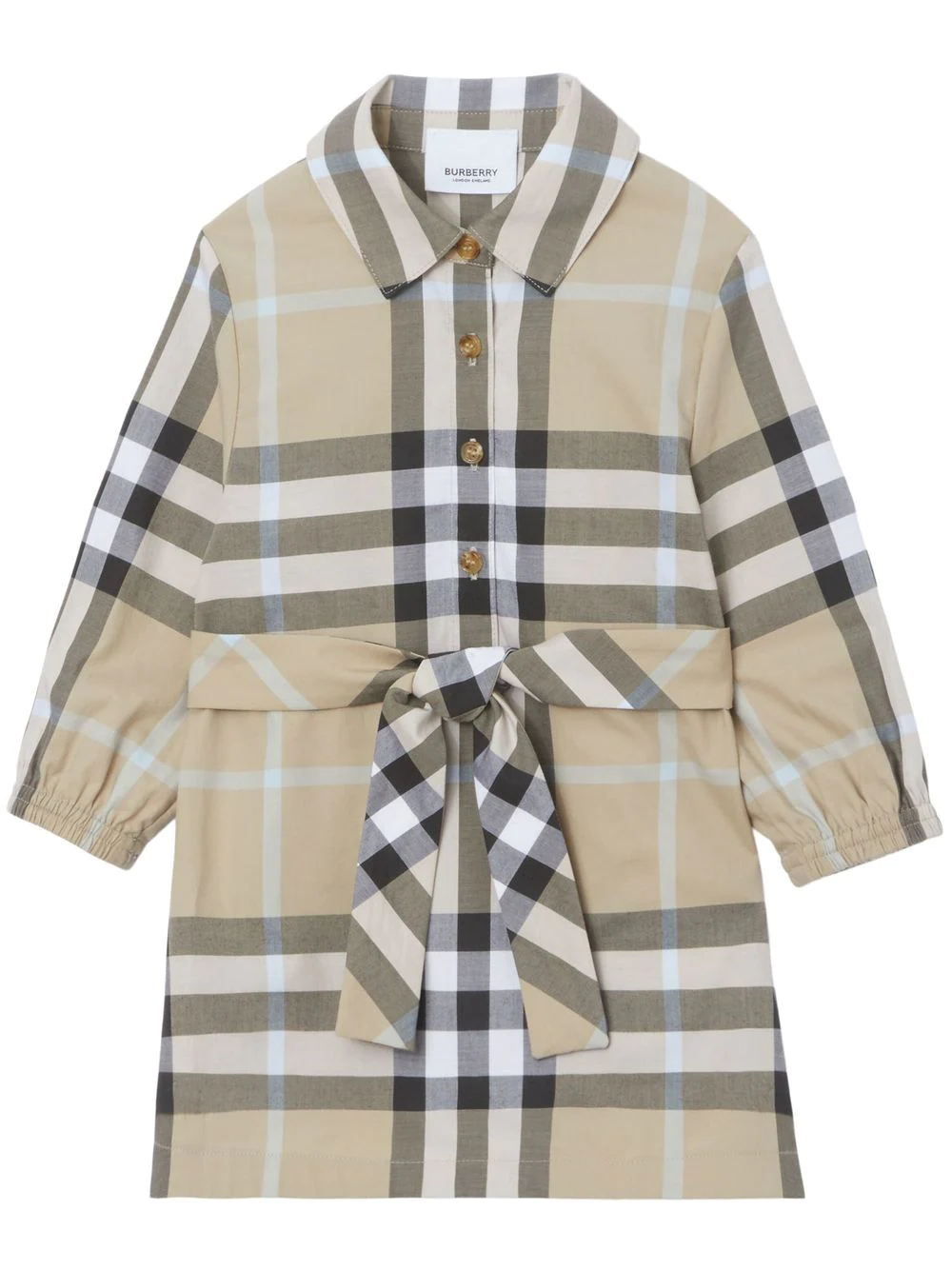 Burberry Kids check tie-waist shirt dress - Brown