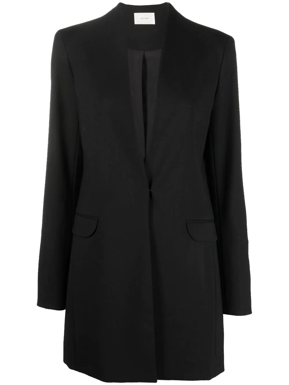 The Row V-neck single-breasted coat - Black