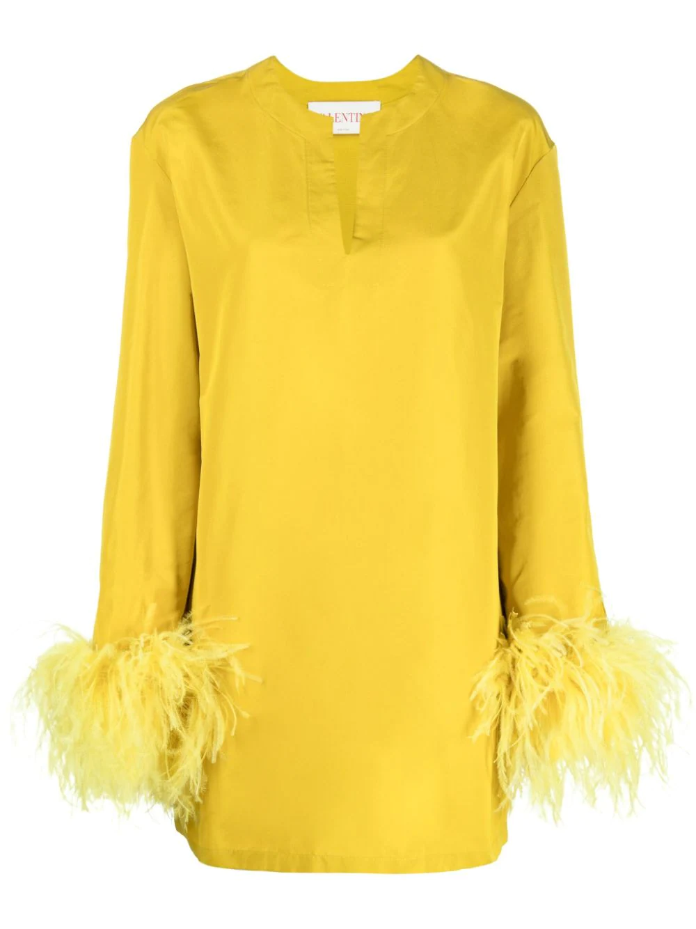 Valentino Garavani feather-trim minidress - Yellow