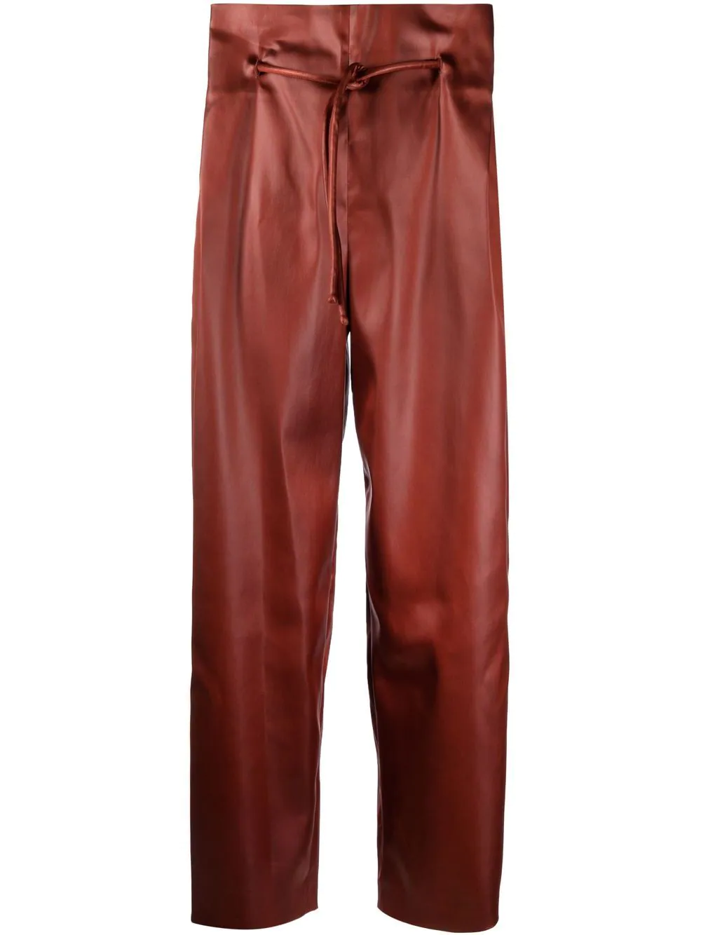 Genny cropped paperbag-waist trousers - Brown