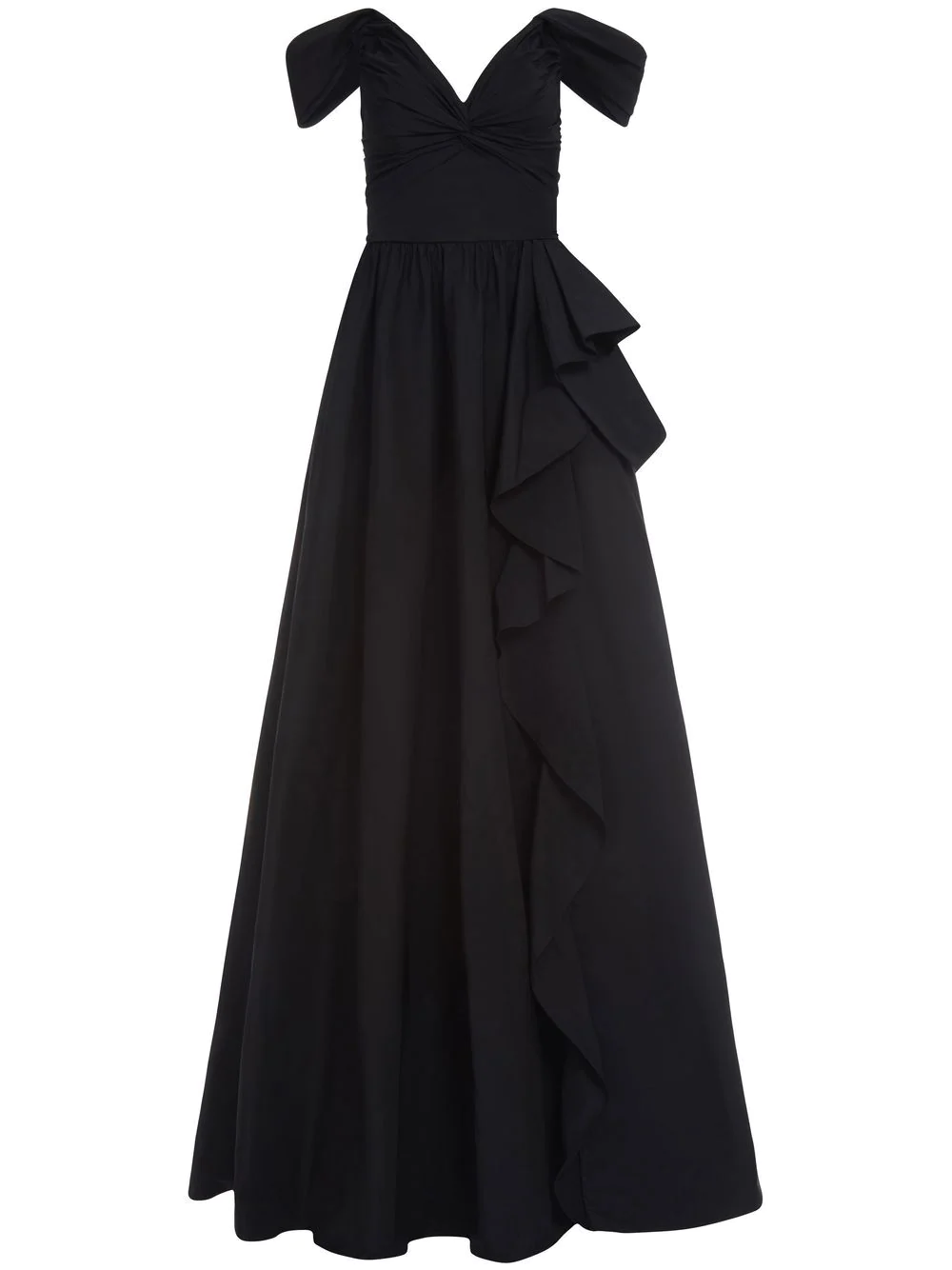 Marchesa Notte ruffled off-shoulder gown - Black