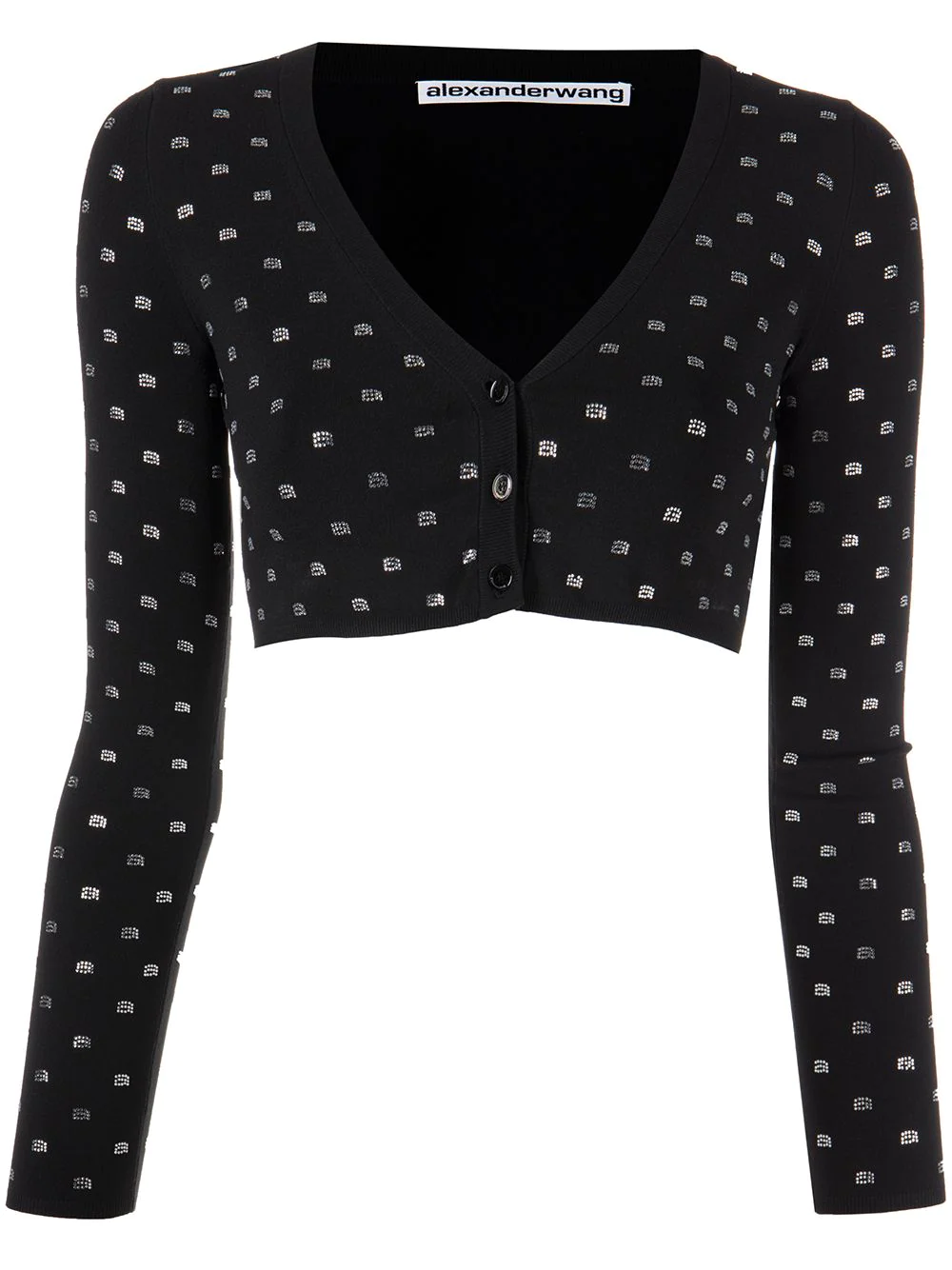 Alexander Wang crystal-logo cropped cardigan - Black