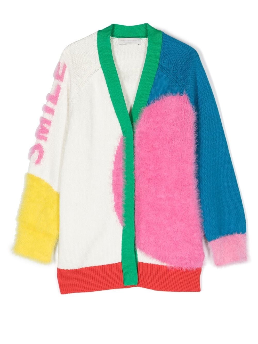 Stella McCartney Kids printed fur-detail cardigan - White